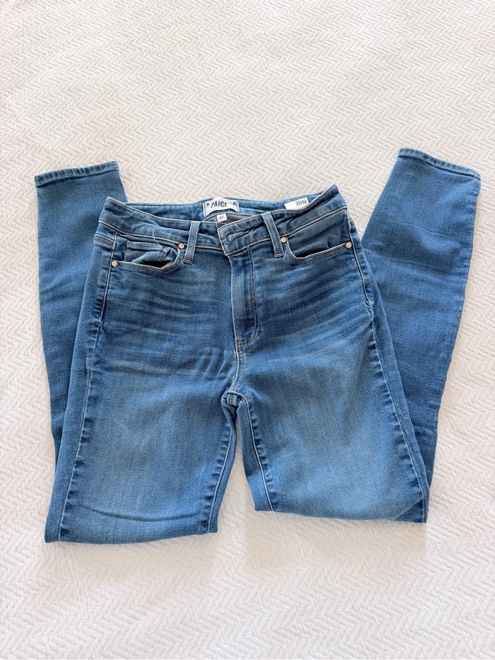 PAIGE Women’s High Rise Hoxton Ankle Medium Blue Skinny Cotton Jeans Size 27